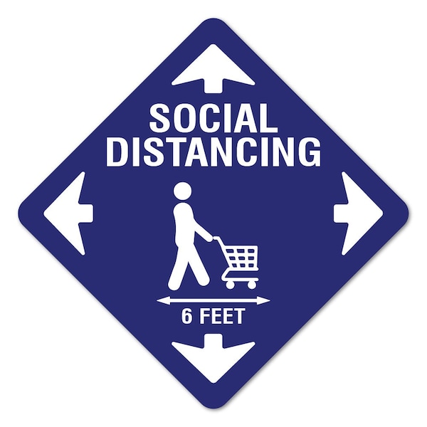 Social Distancing Cart Non-Slip Floor Graphic, 16in Vinyl, 3PK, 16 in L, 16 in H, FD-X-16-3PK-9989